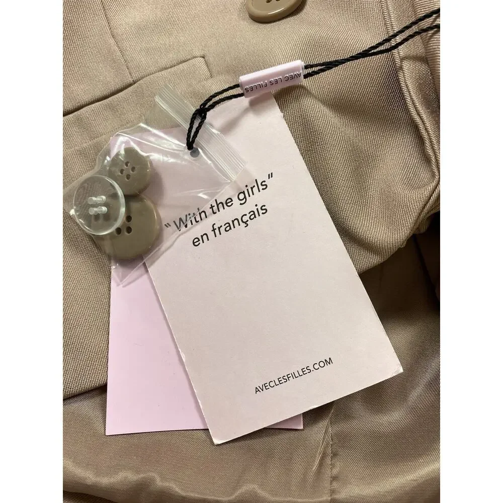 Anthropologie Avec les Filles Cropped Blazer Jacket Taupe Blush Beige Medium